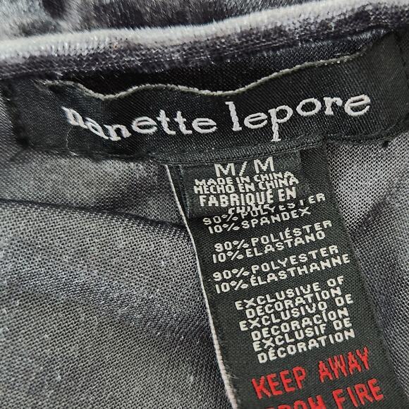 Nanette Lepore Crushed Velvet Pullover with Black Lace Neckline Romantic Grunge - Picture 3 of 6